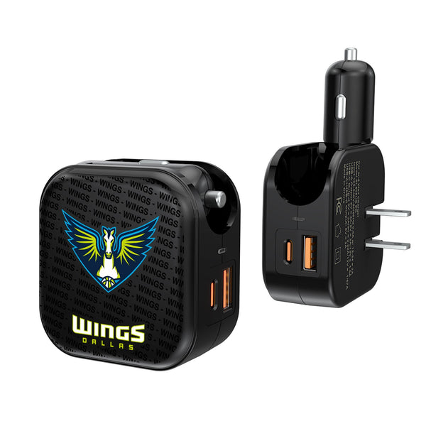 Dallas Wings Blackletter 2 in 1 USB A/C Charger