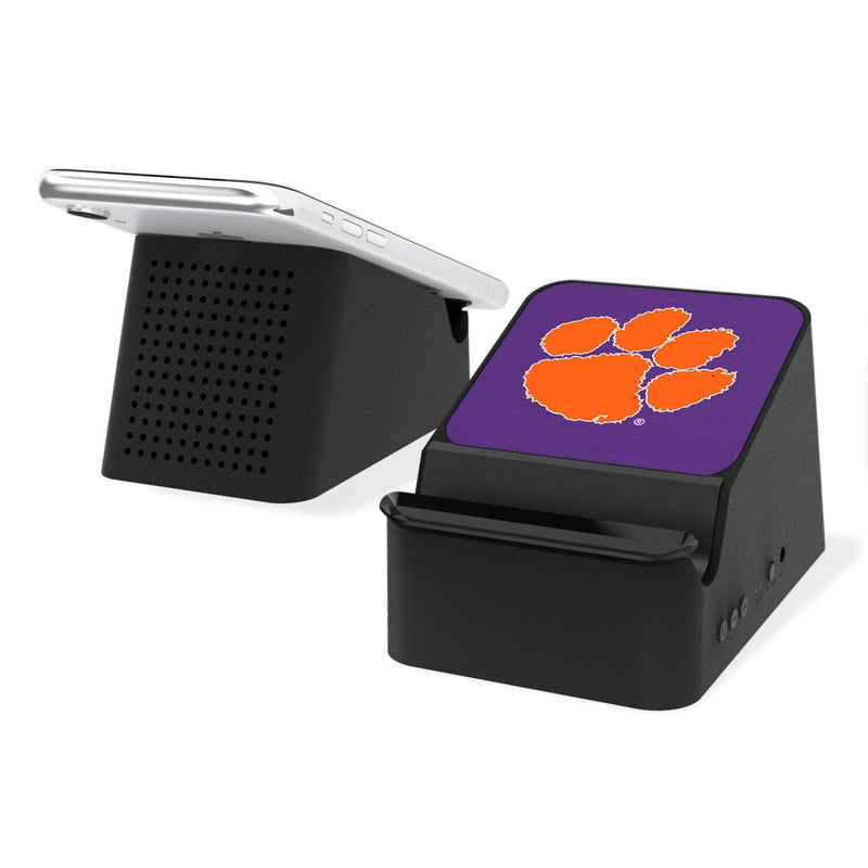 Clemson Tigers Solid Wireless Charging Station and Bluetooth Speaker