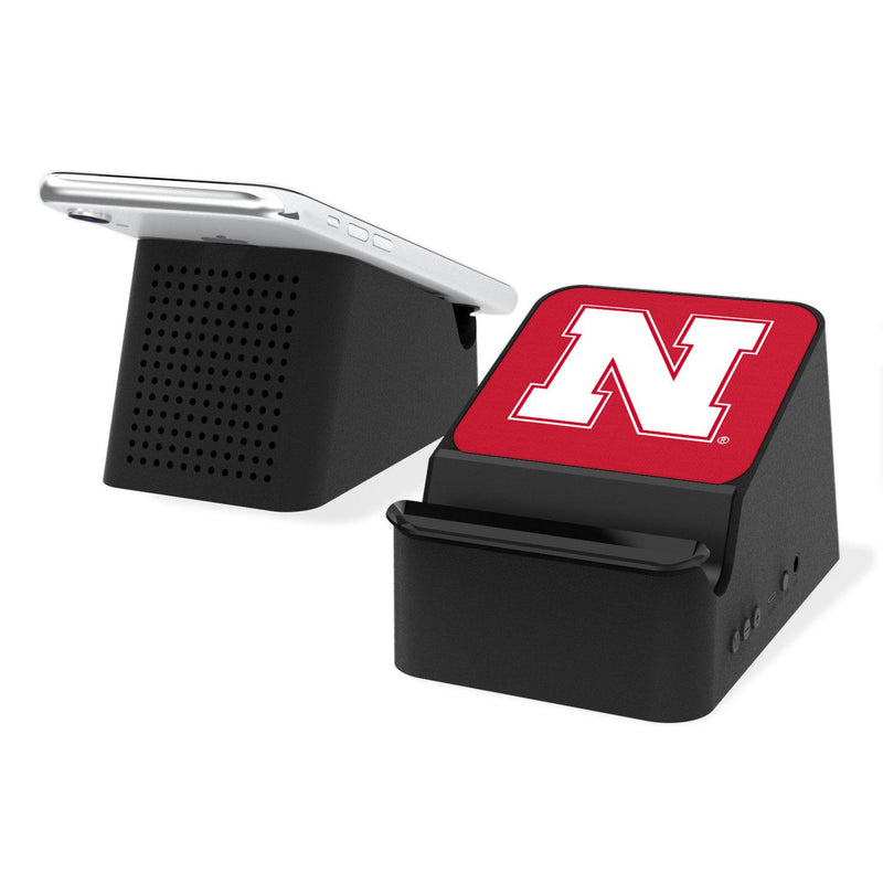 Nebraska Huskers N Solid Wireless Charging Station and Bluetooth Speaker