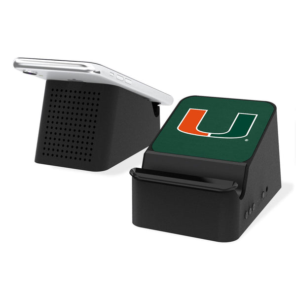 Miami Hurricanes Solid Wireless Charging Station and Bluetooth Speaker