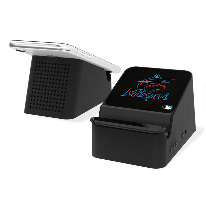 Miami Marlins Marlins Solid Wireless Charging Station and Bluetooth Speaker