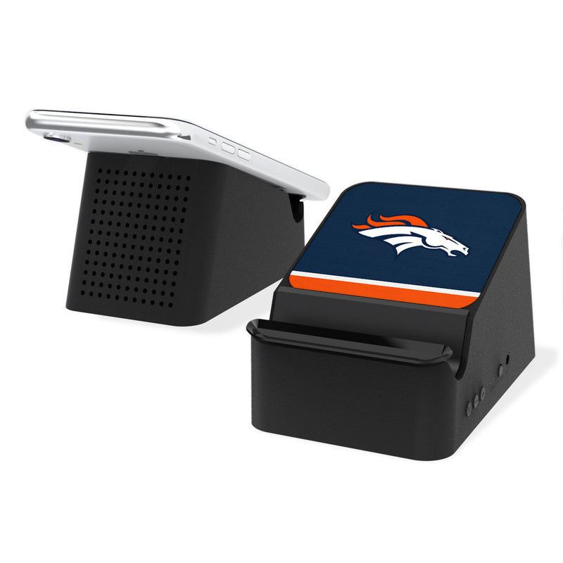 Denver Broncos Stripe Wireless Charging Station and Bluetooth Speaker