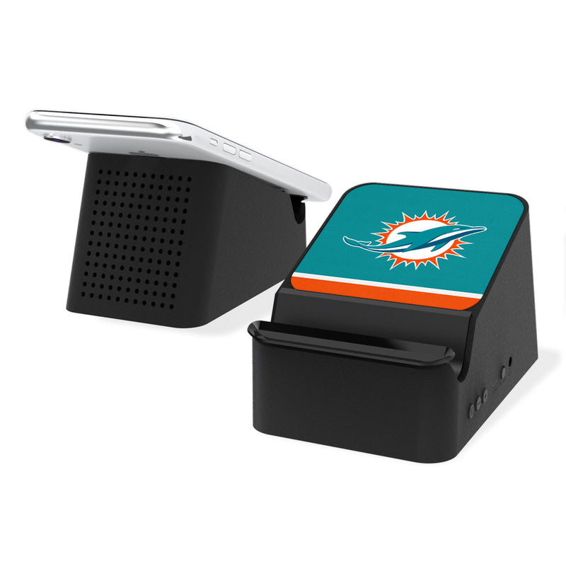 Miami Dolphins Stripe Wireless Charging Station and Bluetooth Speaker