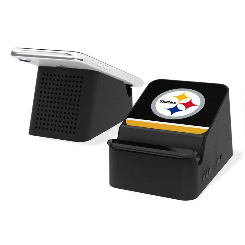 Pittsburgh Steelers Stripe Wireless Charging Station and Bluetooth Speaker