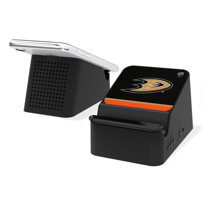 Anaheim Ducks Stripe Wireless Charging Station and Bluetooth Speaker