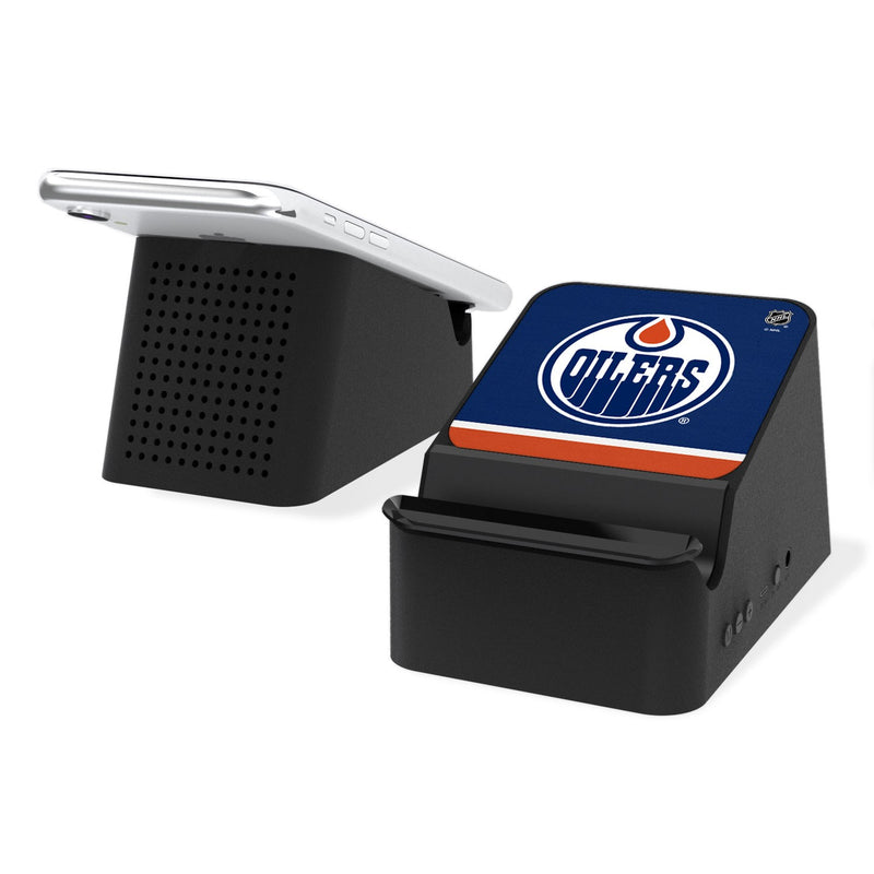 Edmonton Oilers Stripe Wireless Charging Station and Bluetooth Speaker