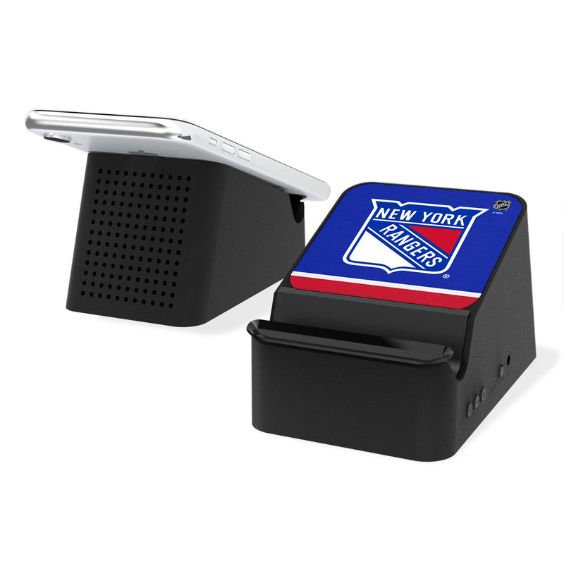 New York Rangers Stripe Wireless Charging Station and Bluetooth Speaker