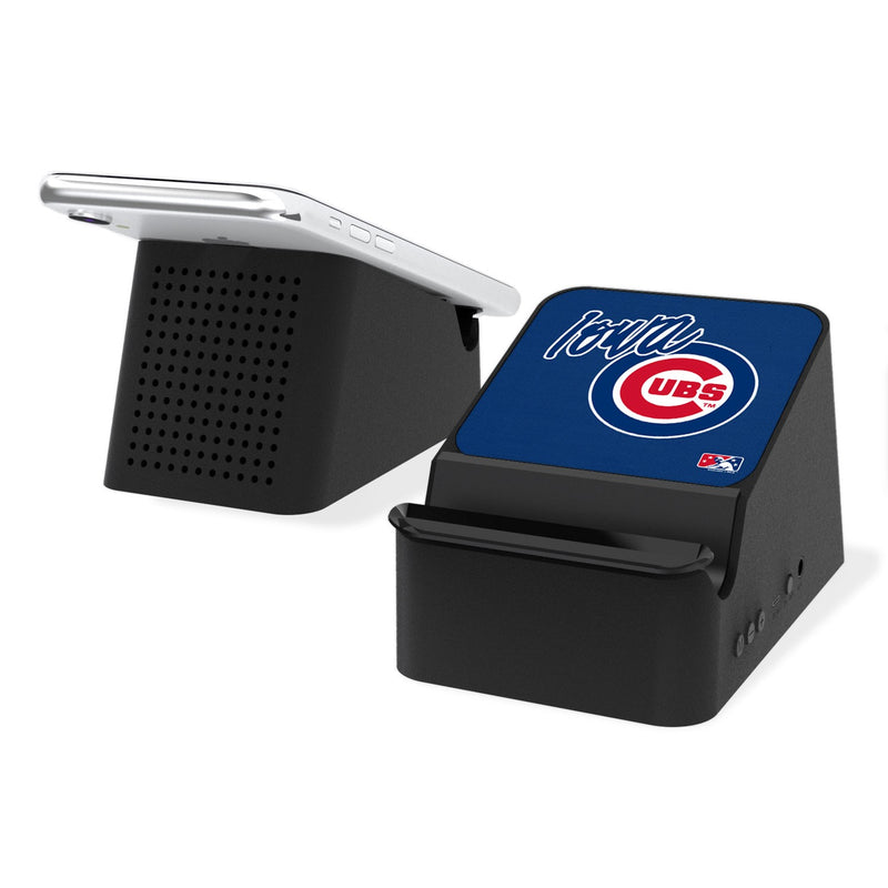 Iowa Cubs Solid Wireless Charging Station and Bluetooth Speaker