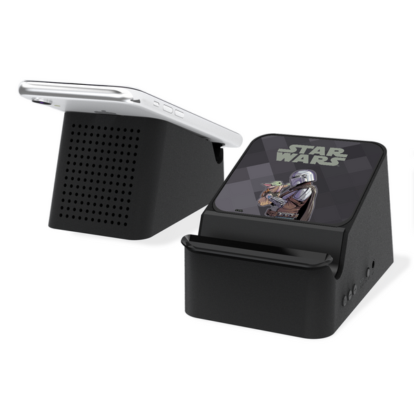 The Mandalorian Grogu and Mando Color Block Wireless Charging Station and Bluetooth Speaker