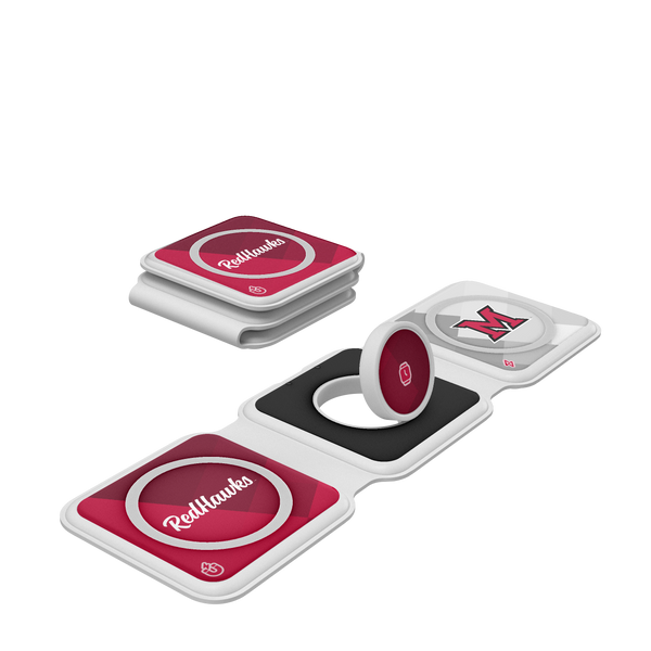 Miami RedHawks Color Block Foldable 3 in 1 Charger