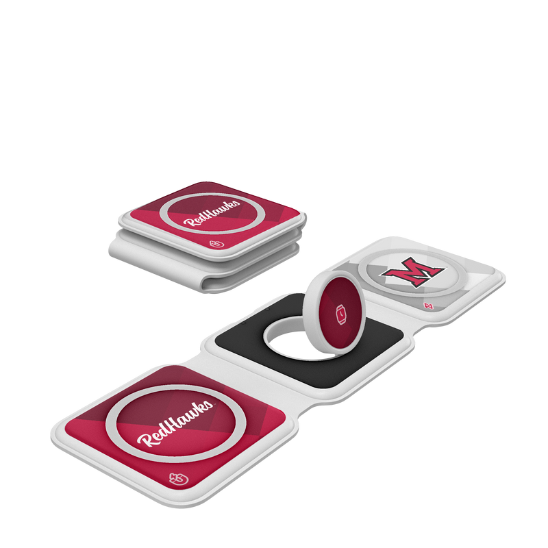 Miami RedHawks Color Block Foldable 3 in 1 Charger
