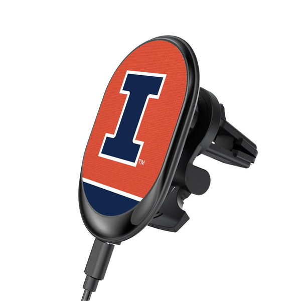 Illinois Fighting Illini Endzone Solid Wireless Car Charger