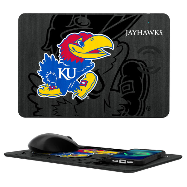 Kansas Jayhawks Monocolor Tilt 15-Watt Wireless Charger and Mouse Pad