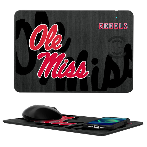 Mississippi Ole Miss Rebels Monocolor Tilt 15-Watt Wireless Charger and Mouse Pad