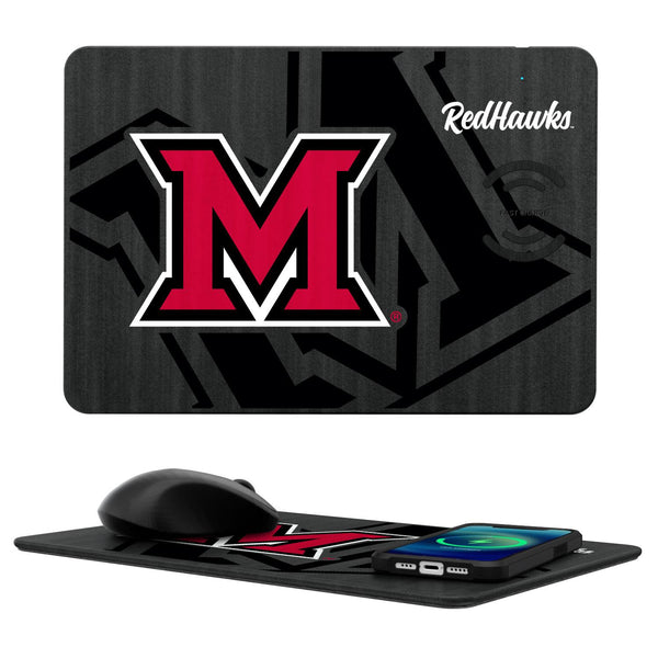 Miami RedHawks Monocolor Tilt 15-Watt Wireless Charger and Mouse Pad