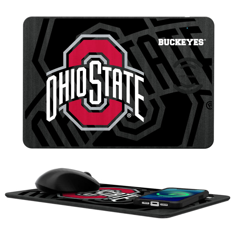 Ohio State Buckeyes Monocolor Tilt 15-Watt Wireless Charger and Mouse Pad