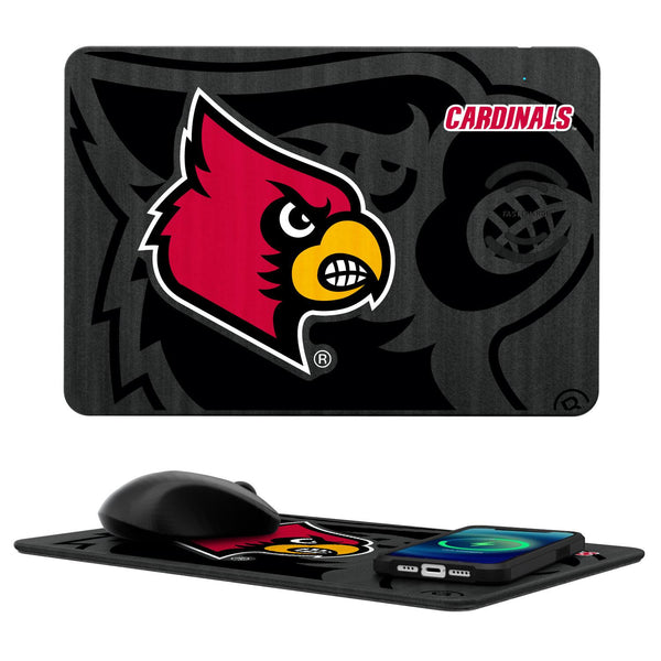 Louisville Cardinals Monocolor Tilt 15-Watt Wireless Charger and Mouse Pad