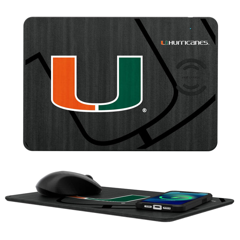 Miami Hurricanes Monocolor Tilt 15-Watt Wireless Charger and Mouse Pad