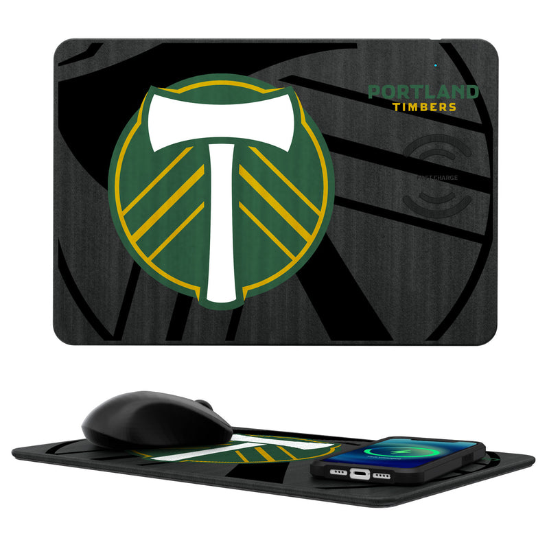 Portland Timbers   Tilt 15-Watt Wireless Charger and Mouse Pad