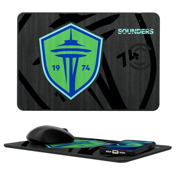 Seattle Sounders FC   Monocolor Tilt 15-Watt Wireless Charger and Mouse Pad