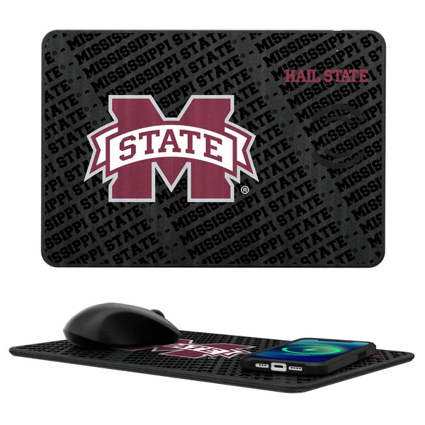 Mississippi State Bulldogs Monocolor Tilt 15-Watt Wireless Charger and Mouse Pad