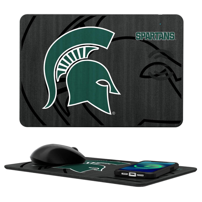 Michigan State Spartans Monocolor Tilt 15-Watt Wireless Charger and Mouse Pad