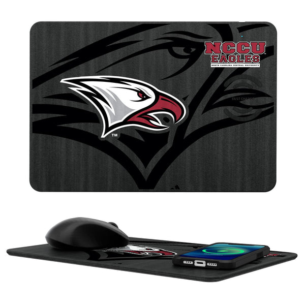 North Carolina Central Eagles Monocolor Tilt 15-Watt Wireless Charger and Mouse Pad