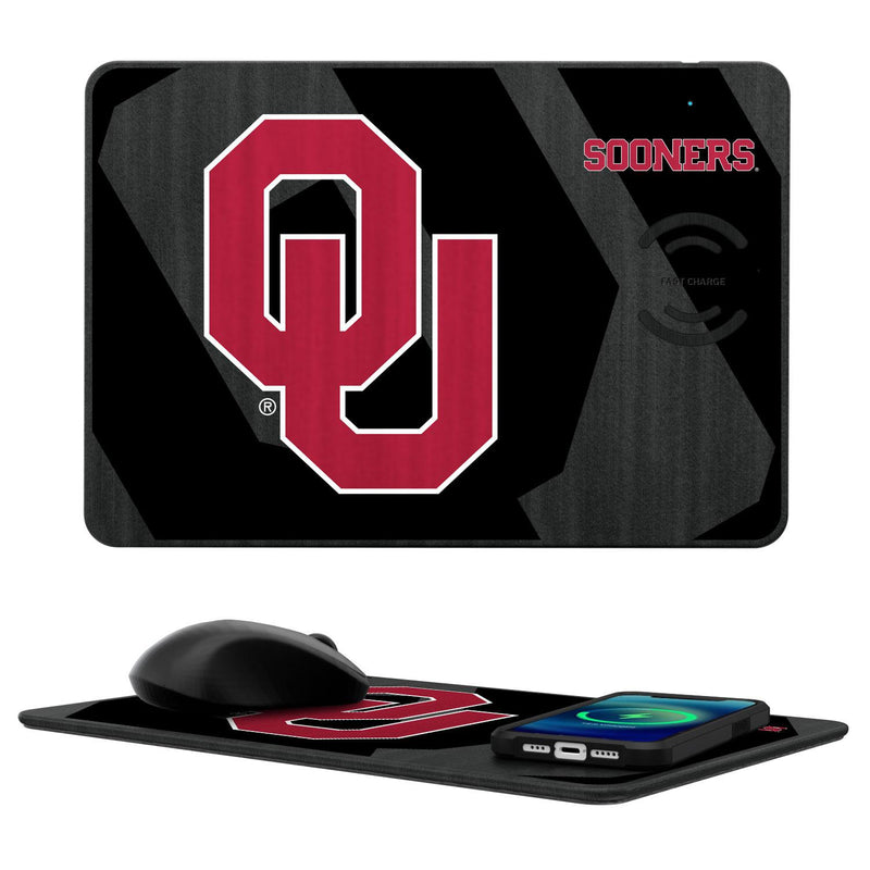 Oklahoma Sooners Monocolor Tilt 15-Watt Wireless Charger and Mouse Pad