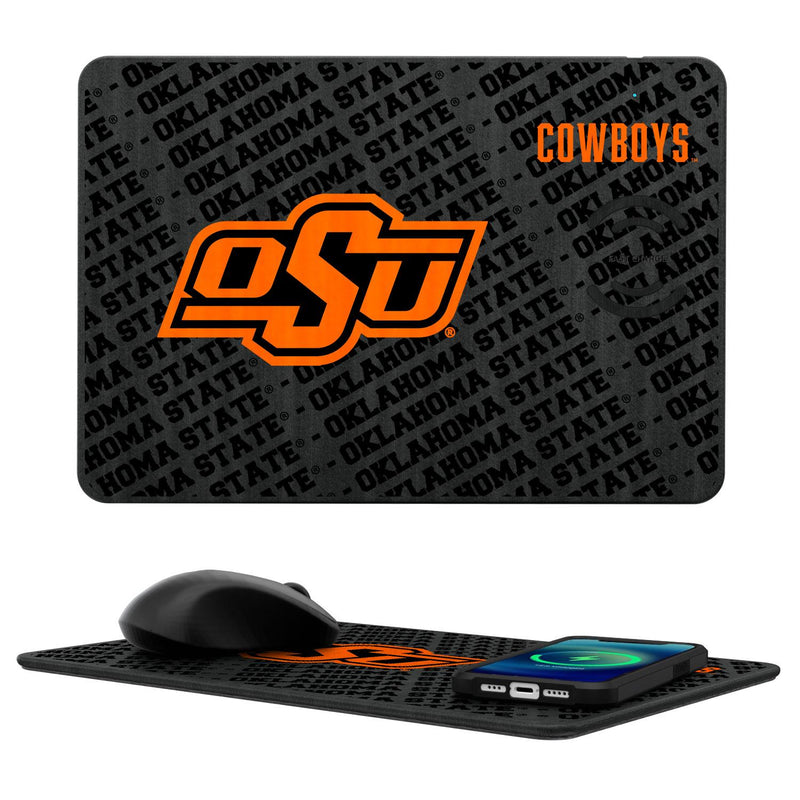 Oklahoma State Cowboys Monocolor Tilt 15-Watt Wireless Charger and Mouse Pad