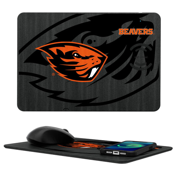 Oregon State Beavers Monocolor Tilt 15-Watt Wireless Charger and Mouse Pad