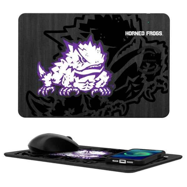 Texas Christian Horned Frogs Monocolor Tilt 15-Watt Wireless Charger and Mouse Pad