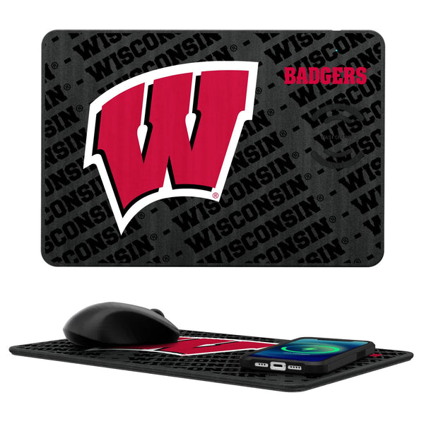 Wisconsin Badgers Monocolor Tilt 15-Watt Wireless Charger and Mouse Pad