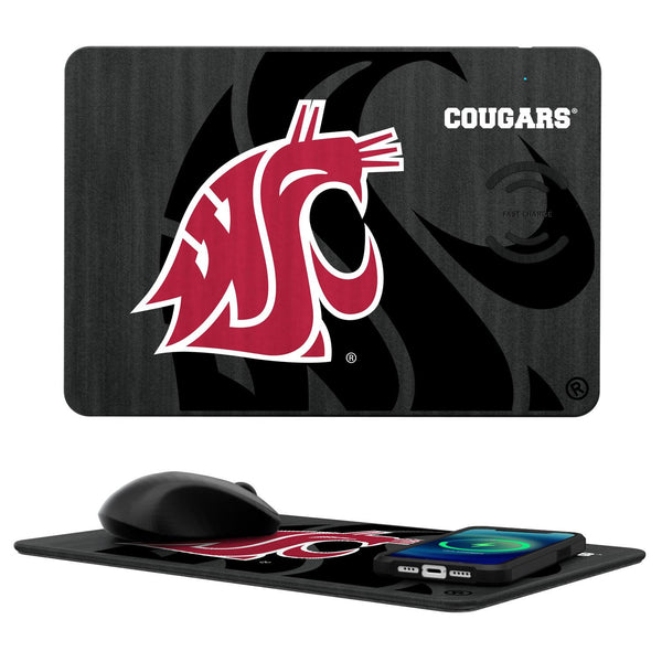 Washington State Cougars Monocolor Tilt 15-Watt Wireless Charger and Mouse Pad