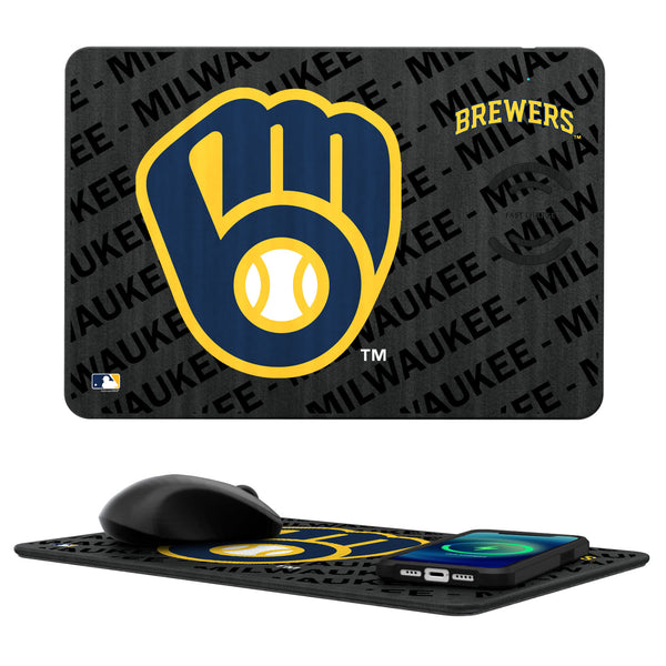 Milwaukee Brewers Tilt 15-Watt Wireless Charger and Mouse Pad