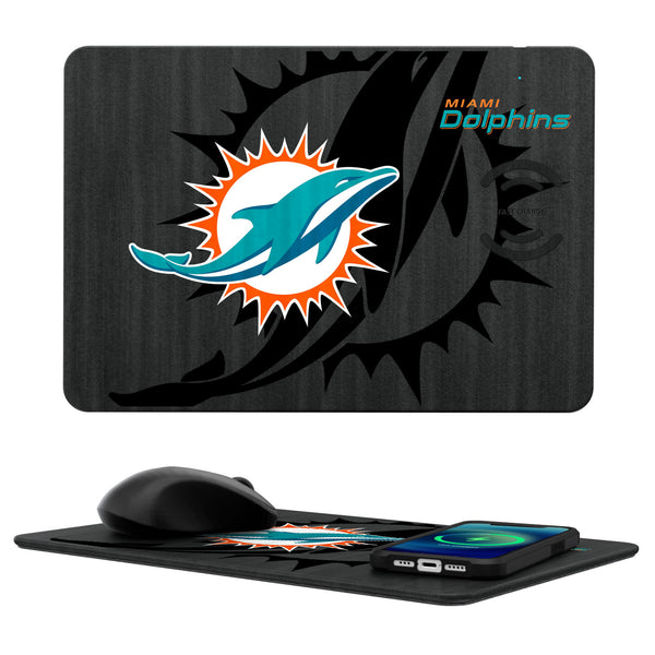 Miami Dolphins Tilt 15-Watt Wireless Charger and Mouse Pad