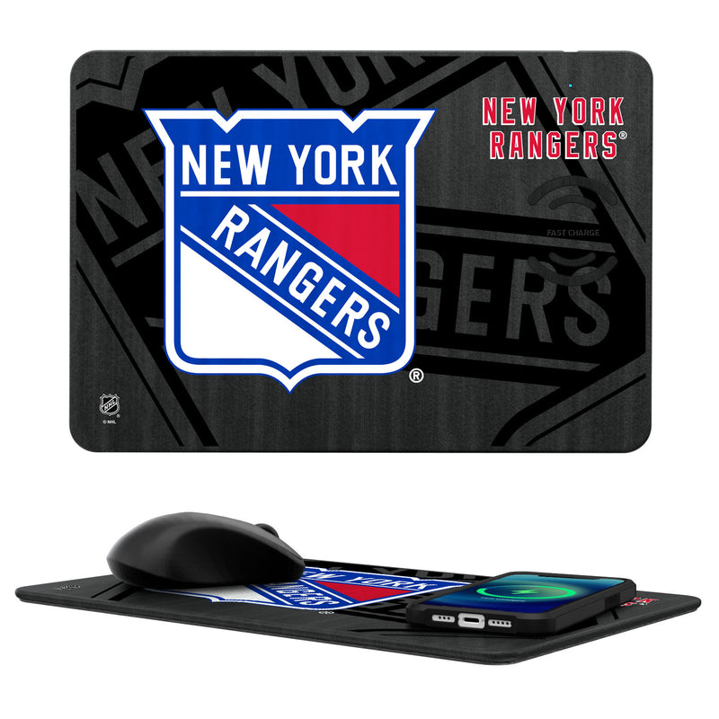 New York Rangers Tilt 15-Watt Wireless Charger and Mouse Pad
