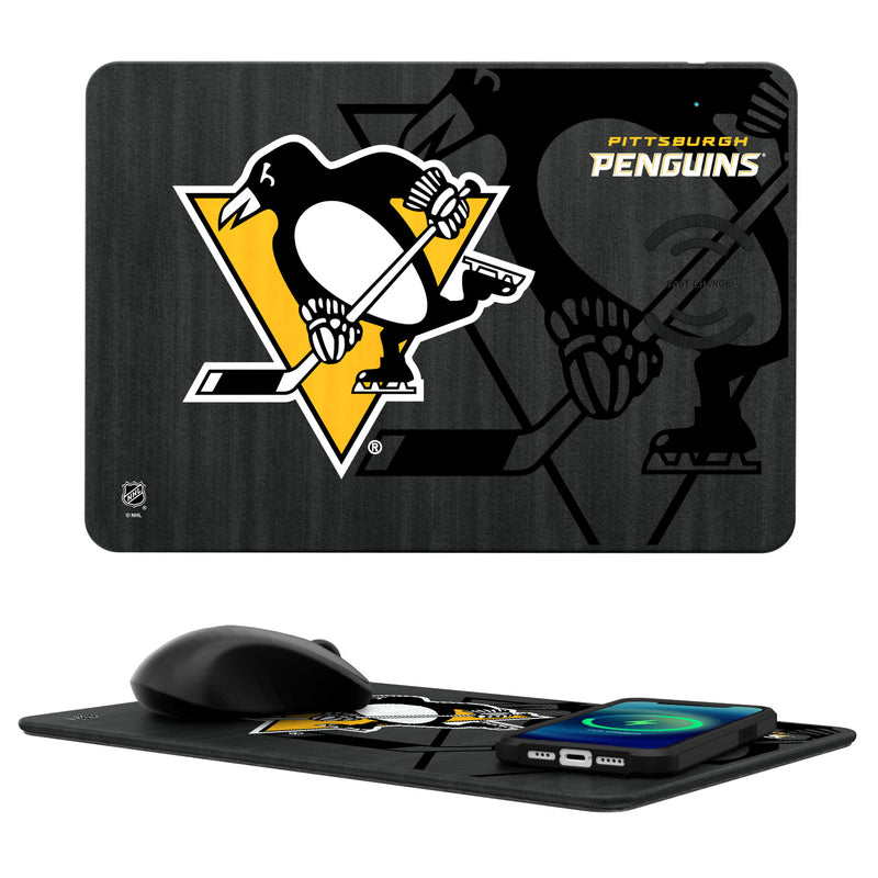 Pittsburgh Penguins Tilt 15-Watt Wireless Charger and Mouse Pad