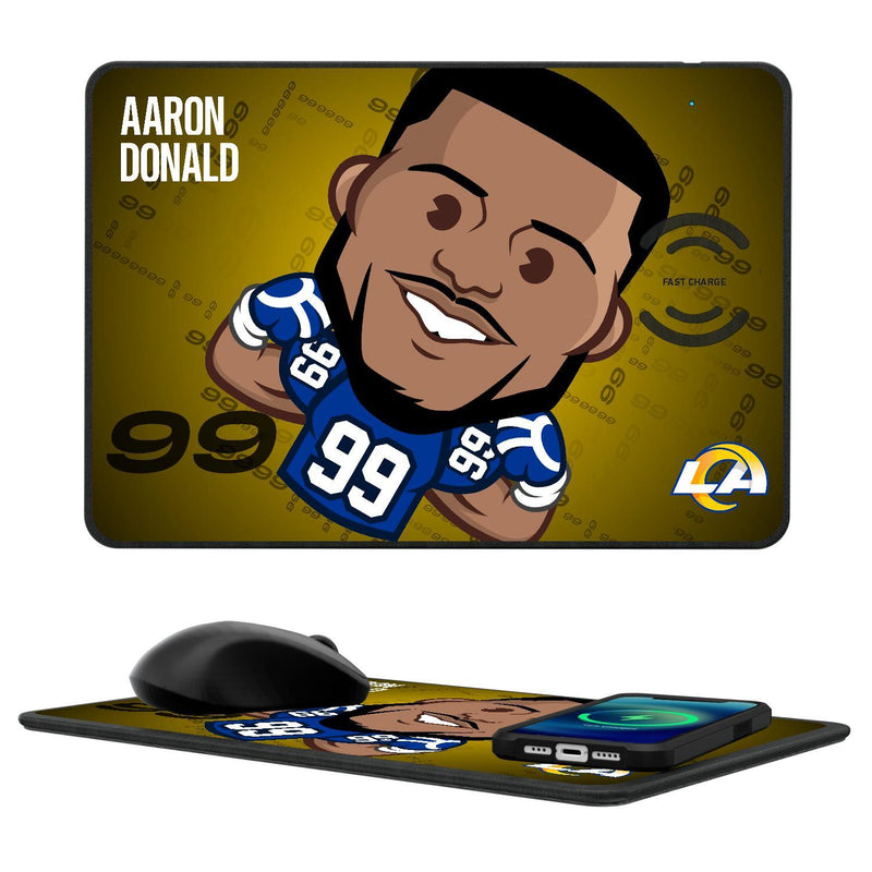 Aaron Donald Los Angeles Rams 99 Emoji 15-Watt Wireless Charger and Mouse Pad