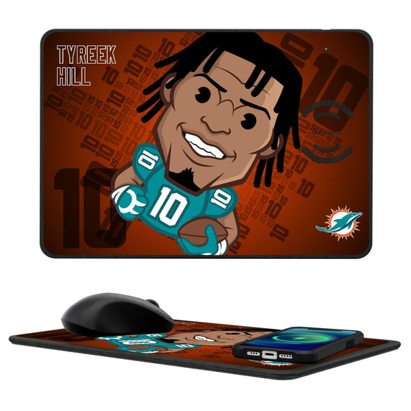 Tyreek Hill Miami Dolphins 10 Emoji 15-Watt Wireless Charger and Mouse Pad