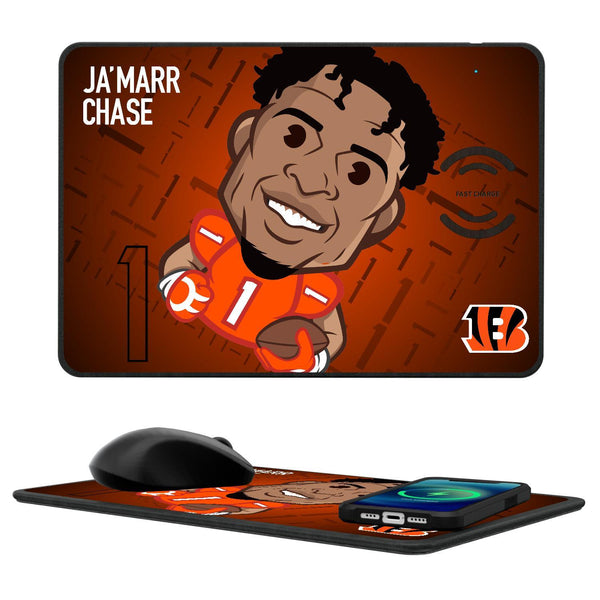 Ja'Marr Chase Cincinnati Bengals 1 Emoji 15-Watt Wireless Charger and Mouse Pad