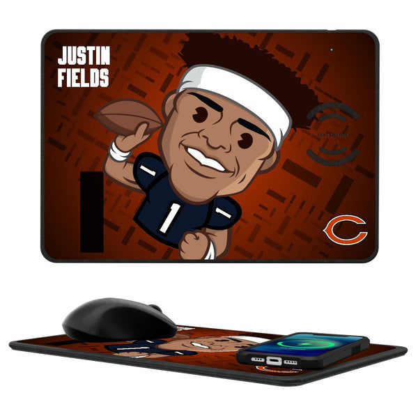 Justin Fields Chicago Bears 1 Emoji 15-Watt Wireless Charger and Mouse Pad