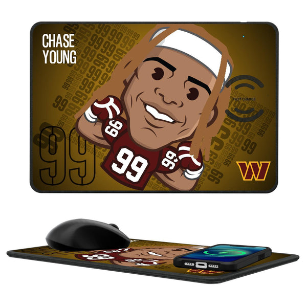 Chase Young Washington Commanders 99 Emoji 15-Watt Wireless Charger and Mouse Pad