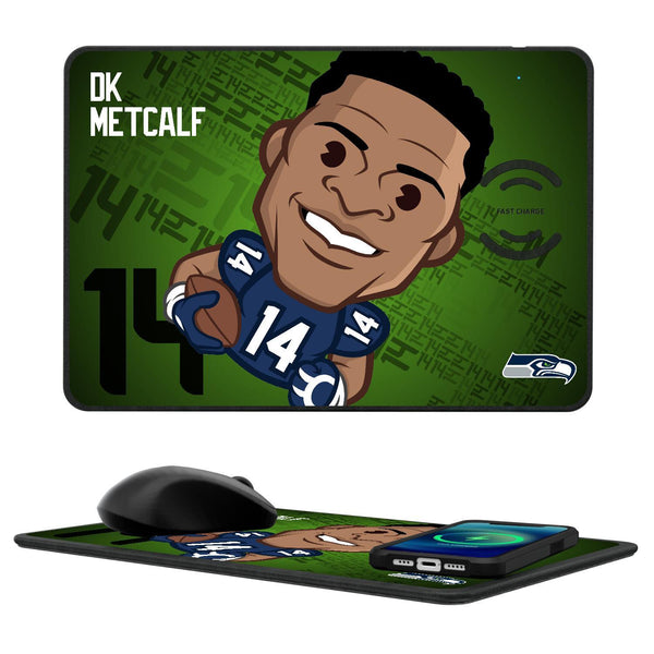 DK Metcalf Seattle Seahawks 14 Emoji 15-Watt Wireless Charger and Mouse Pad