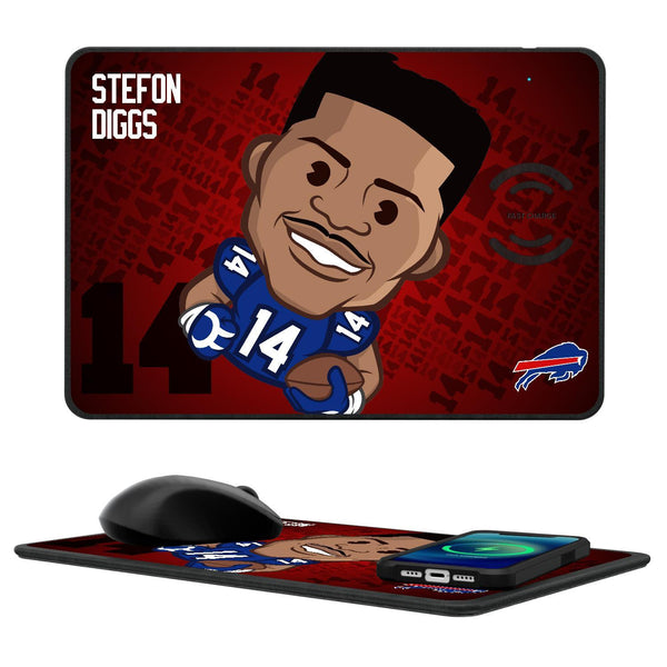 Stefon Diggs Buffalo Bills 14 Emoji 15-Watt Wireless Charger and Mouse Pad