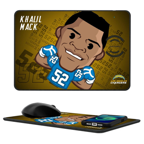 Khalil Mack Los Angeles Chargers 52 Emoji 15-Watt Wireless Charger and Mouse Pad