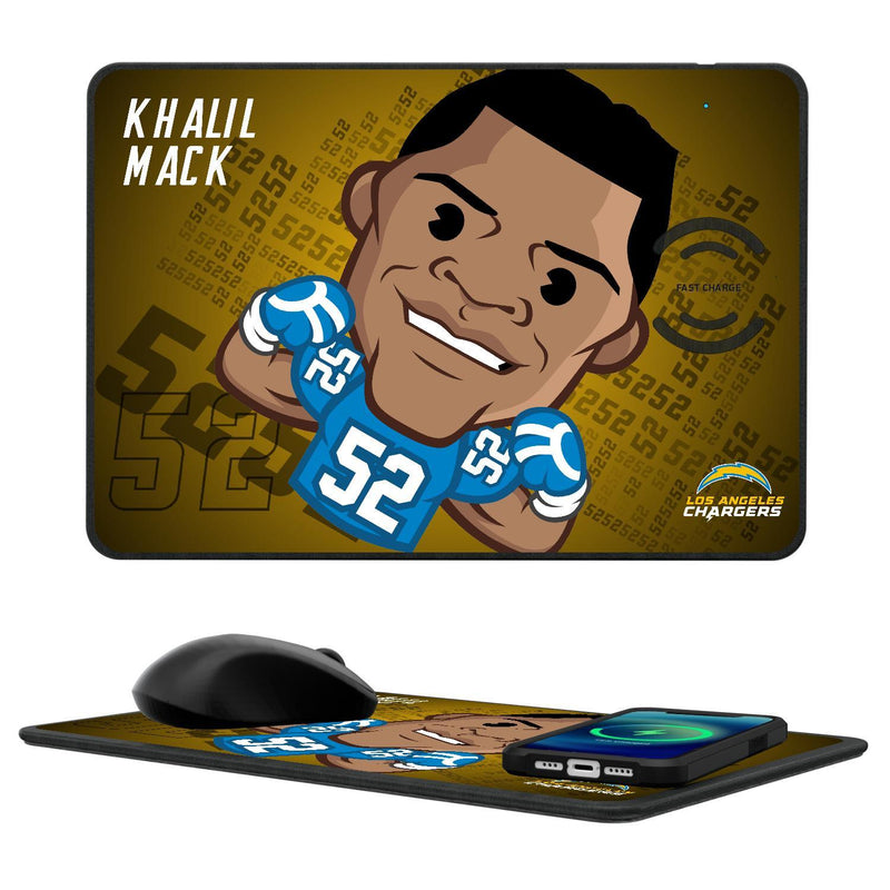 Khalil Mack Los Angeles Chargers 52 Emoji 15-Watt Wireless Charger and Mouse Pad