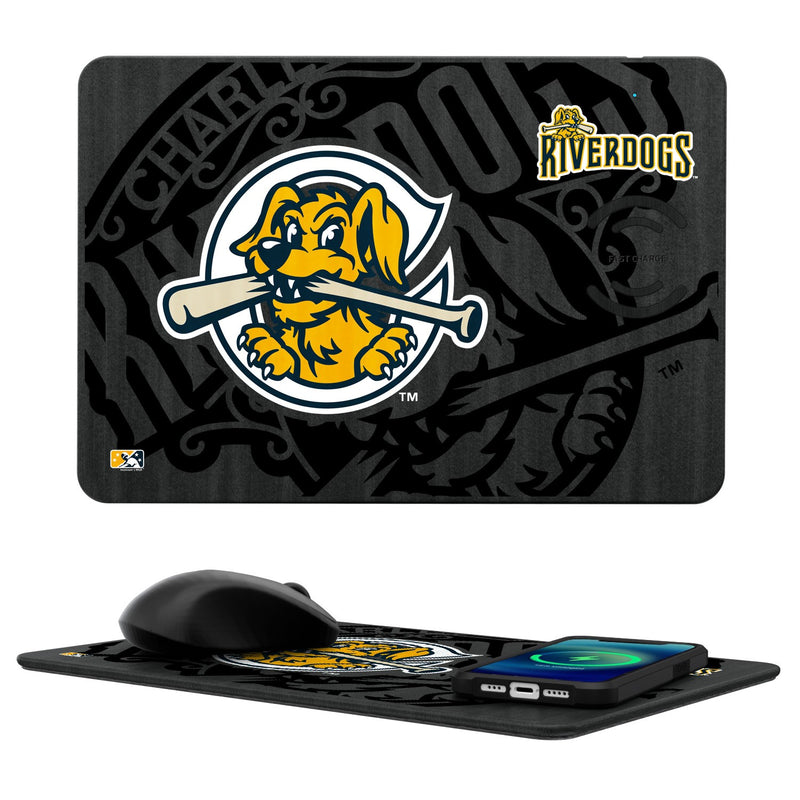 Charleston RiverDogs Tilt 15-Watt Wireless Charger and Mouse Pad