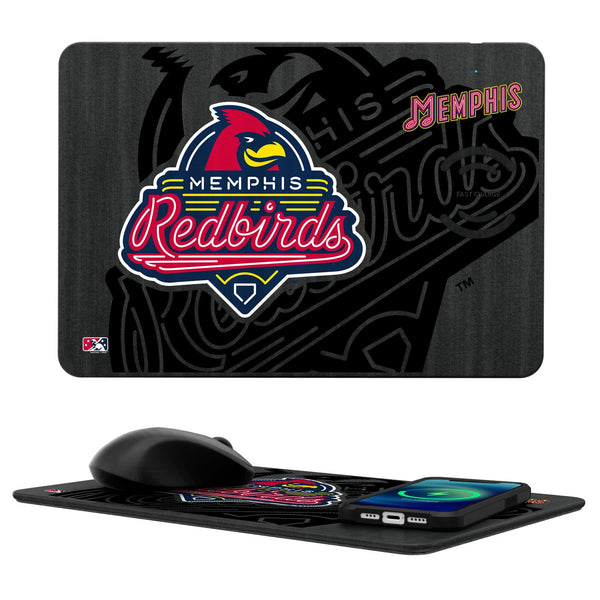 Memphis Redbirds Tilt 15-Watt Wireless Charger and Mouse Pad