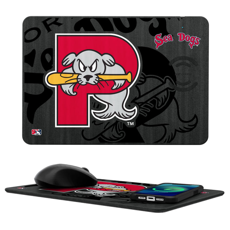Portland Sea Dogs Tilt 15-Watt Wireless Charger and Mouse Pad