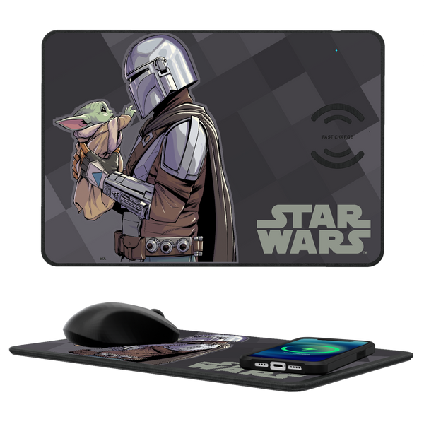 The Mandalorian Grogu and Mando Color Block 15-Watt Wireless Charger and Mouse Pad